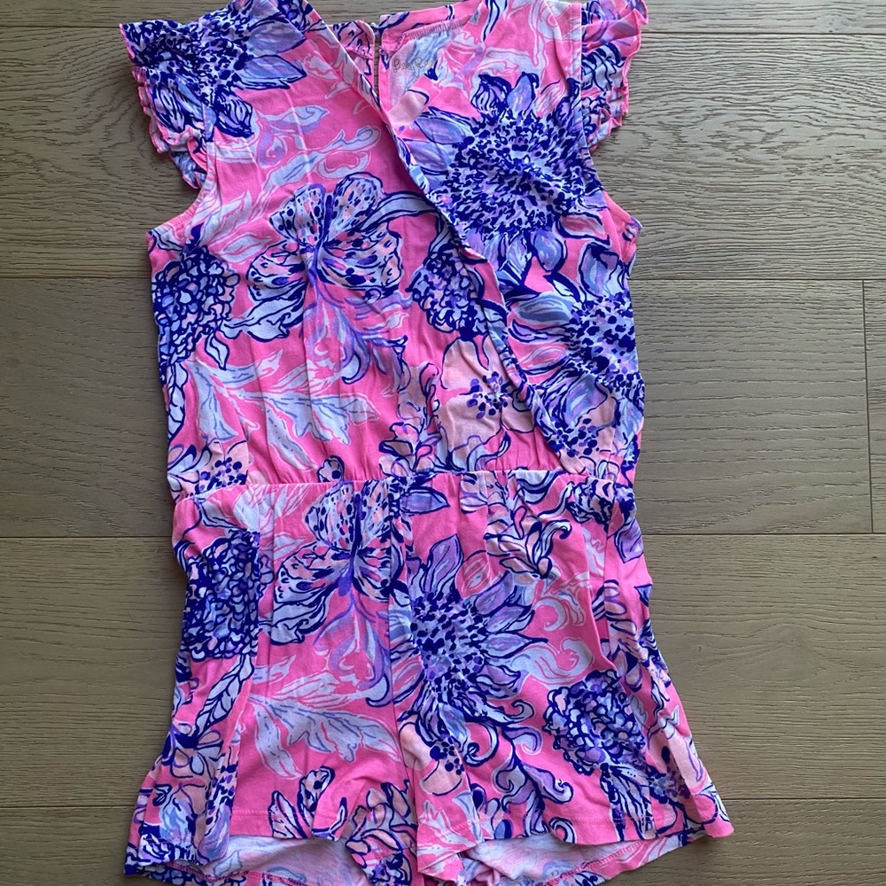 Girls Pink & Purple Lilly Pulitzer Romper Size XL  12-14